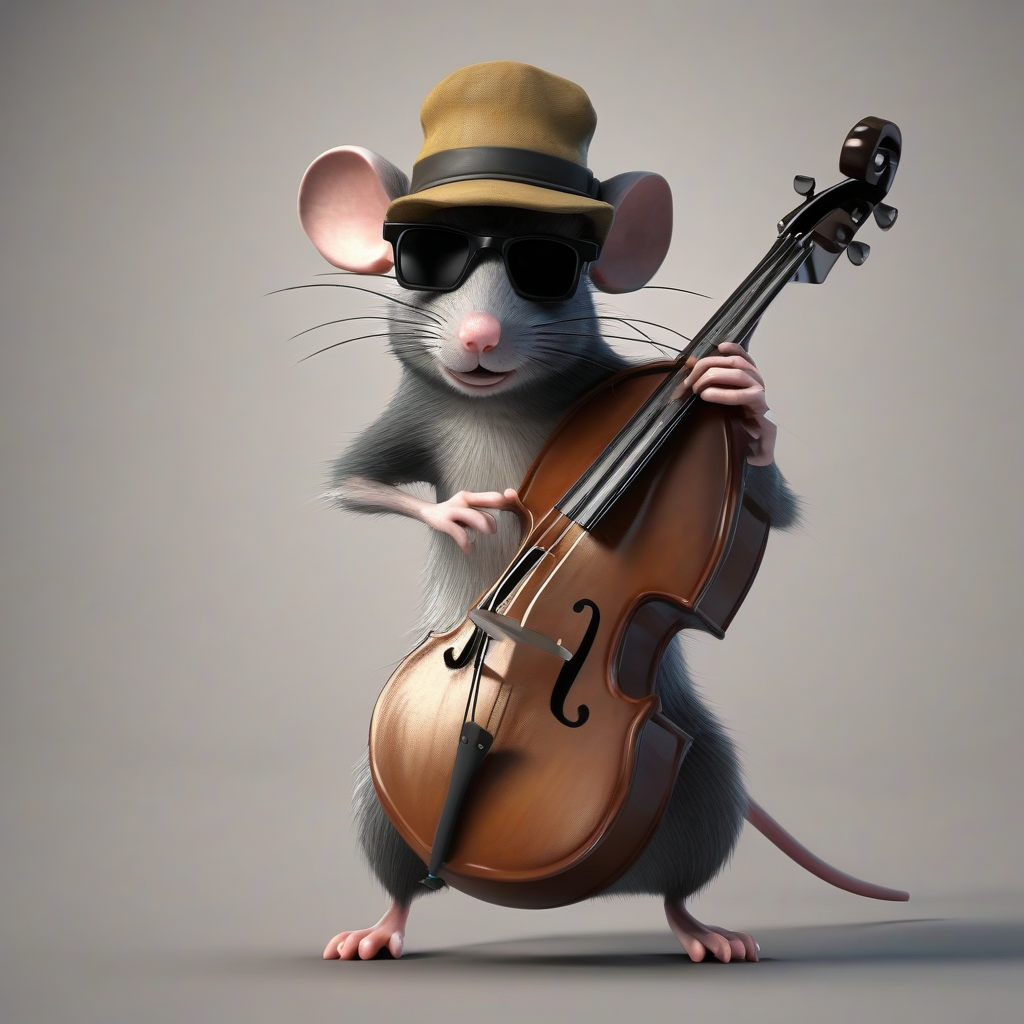 rat with dark glasses and hat plays double bass by मुफ्त एआई छवि जनरेटर - बिना लॉगिन के✨ | AIGAZOU