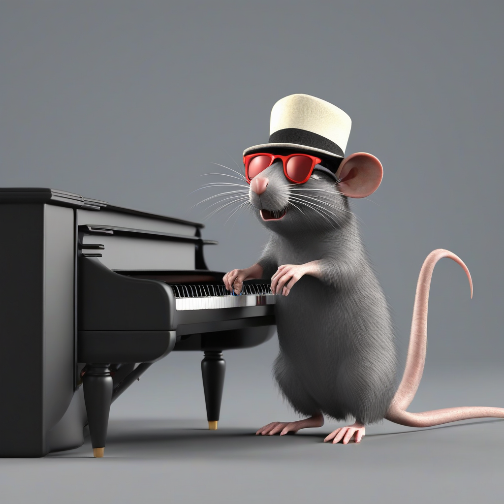 rat with dark glasses and hat behind piano keyboard by मुफ्त एआई छवि जनरेटर - बिना लॉगिन के✨ | AIGAZOU