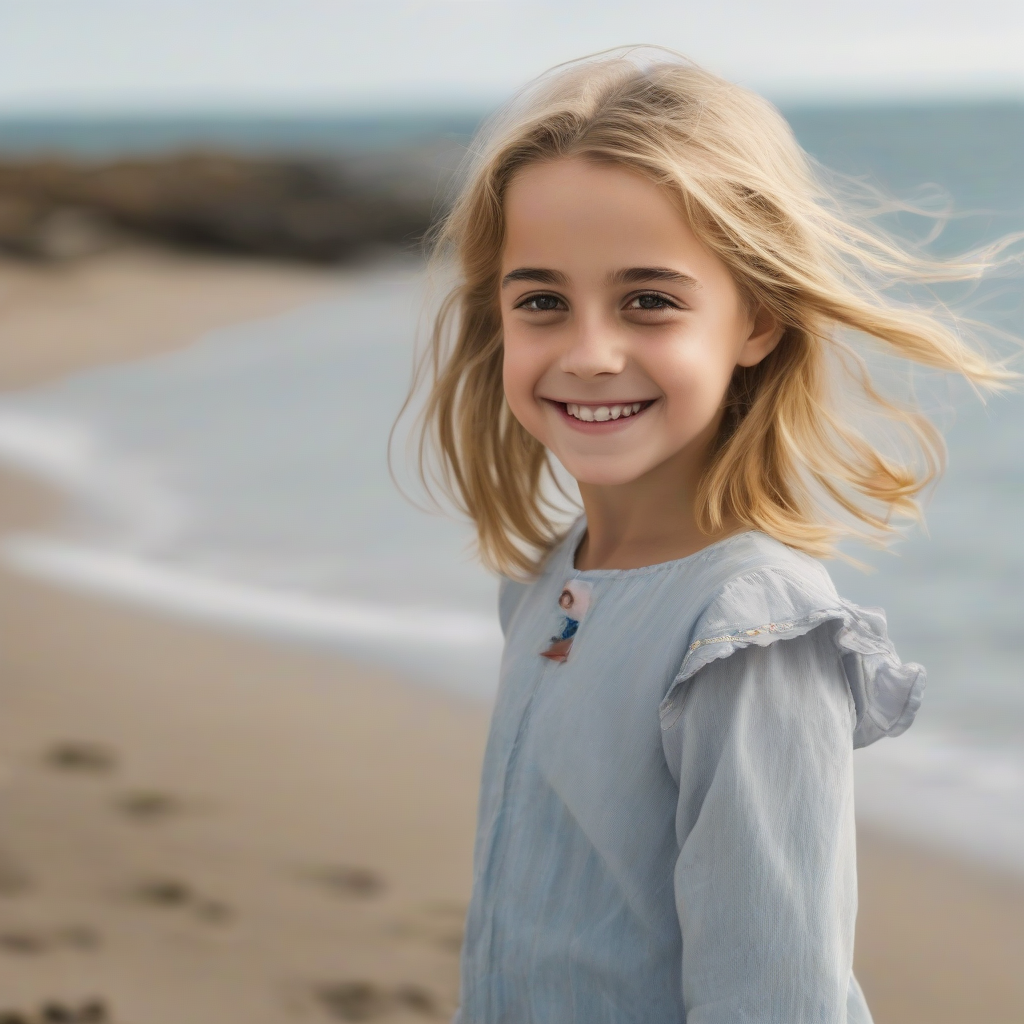 a blonde smiling girl at the sea resembles emma watson by मुफ्त एआई छवि जनरेटर - बिना लॉगिन के✨ | AIGAZOU