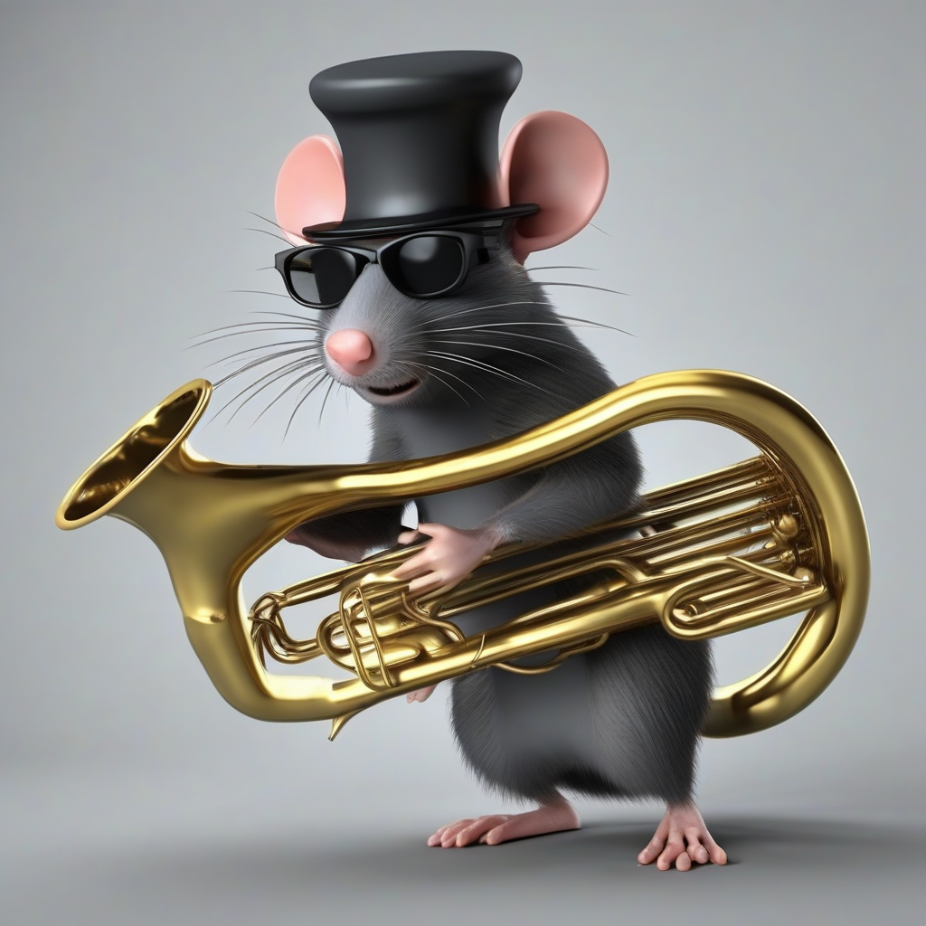 rat with dark glasses and hat plays tuba by मुफ्त एआई छवि जनरेटर - बिना लॉगिन के✨ | AIGAZOU