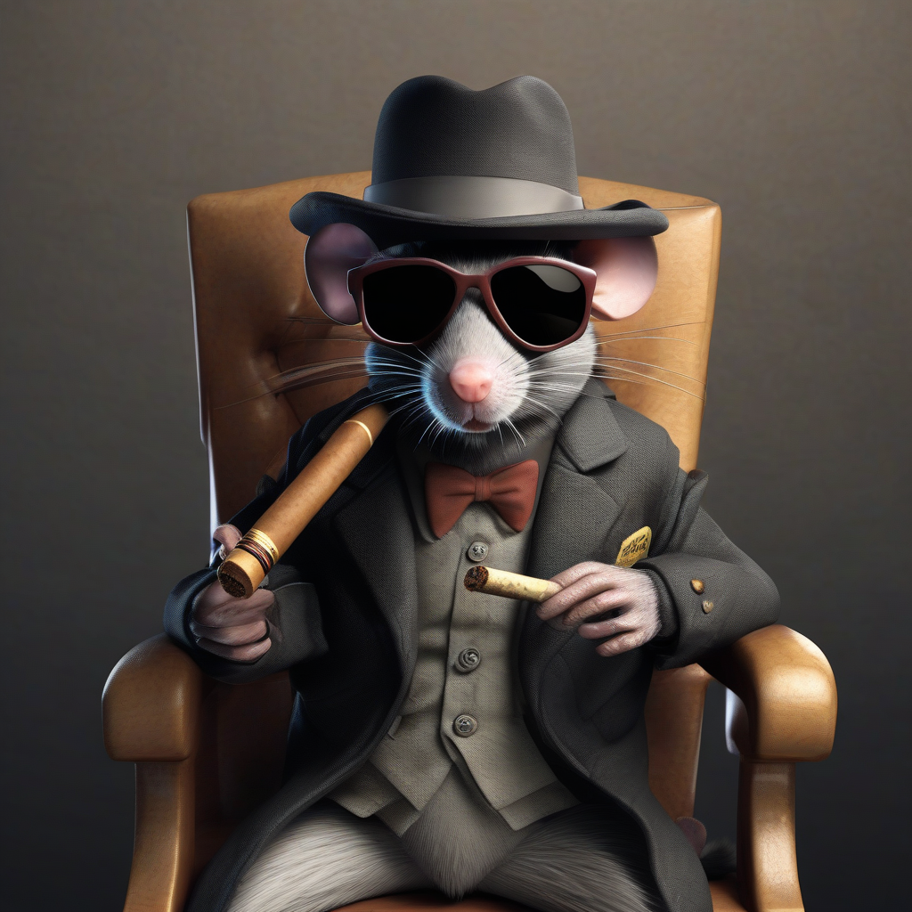 rat with dark glasses hat and cigar by 免费AI图像生成工具 | AIGAZOU