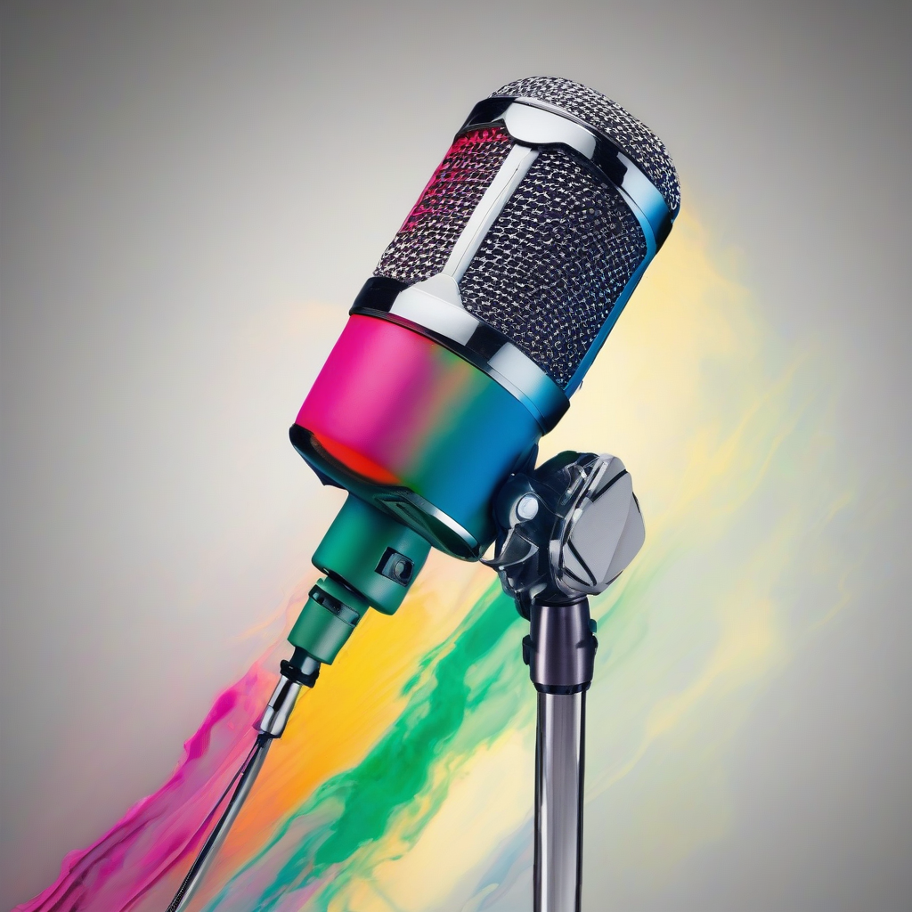 an image of a colored microphone by मुफ्त एआई छवि जनरेटर - बिना लॉगिन के✨ | AIGAZOU