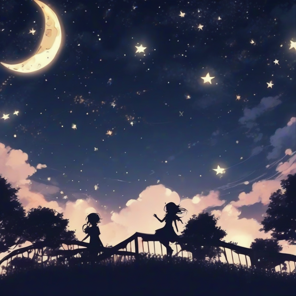 anime style starry sky moon fairies flying by मुफ्त एआई छवि जनरेटर - बिना लॉगिन के✨ | AIGAZOU