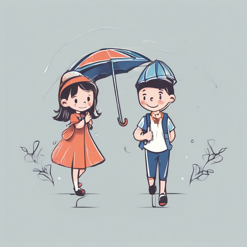 logo of a girl and a boy with umbrellas by मुफ्त एआई छवि जनरेटर - बिना लॉगिन के✨ | AIGAZOU