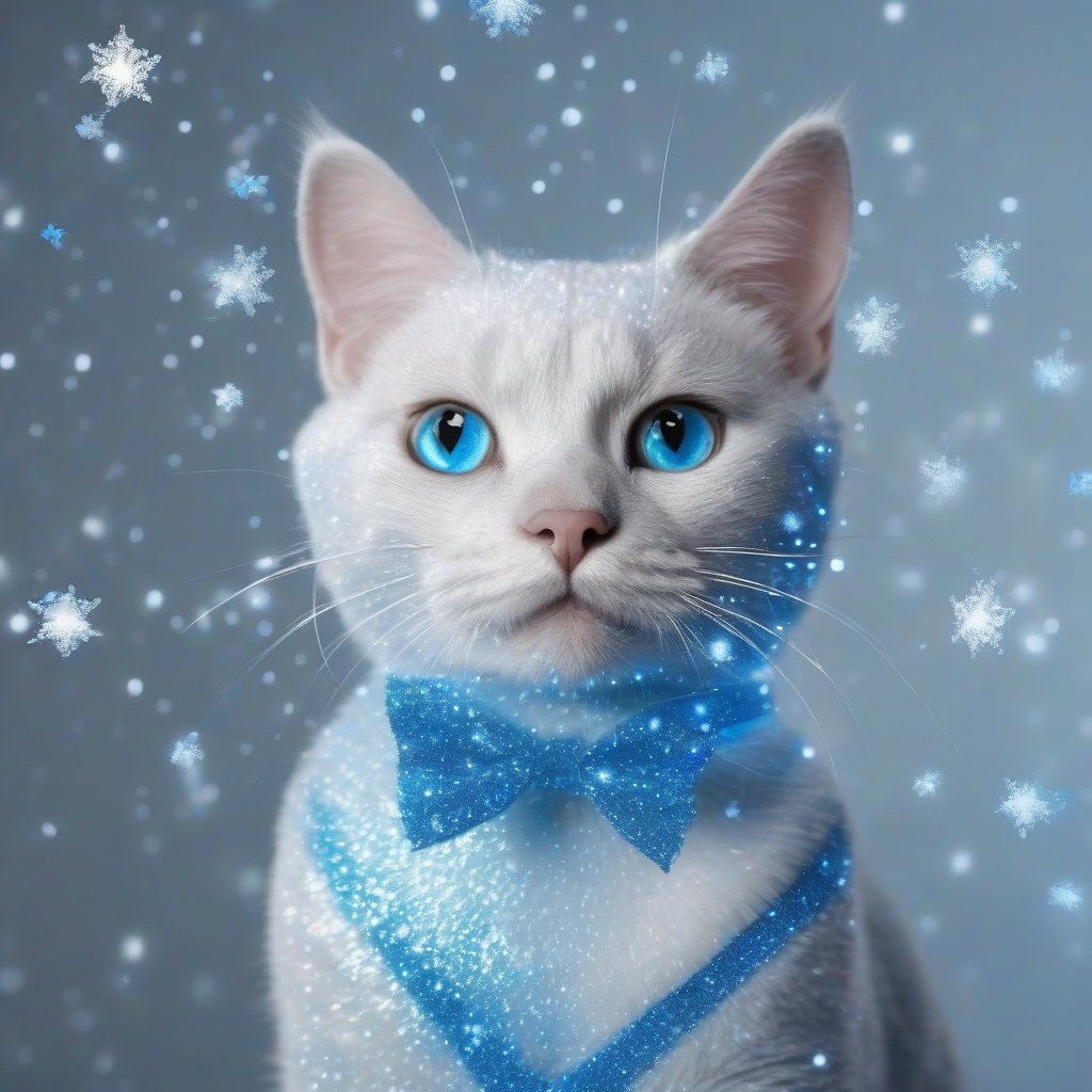 super cat blue snow glitter white flying light blue by मुफ्त एआई छवि जनरेटर - बिना लॉगिन के✨ | AIGAZOU