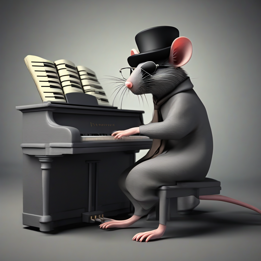 rat with dark glasses and hat plays piano by मुफ्त एआई छवि जनरेटर - बिना लॉगिन के✨ | AIGAZOU