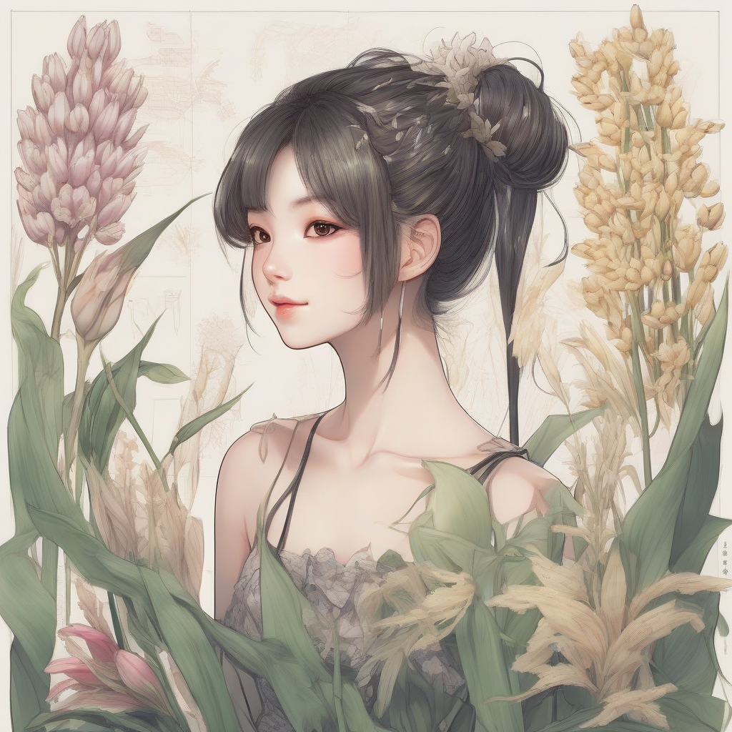 beautiful collarbone energetic idol short hair heart background various plants by Générateur d'images par IA gratuit - Aucune connexion nécessaire✨ | AIGAZOU