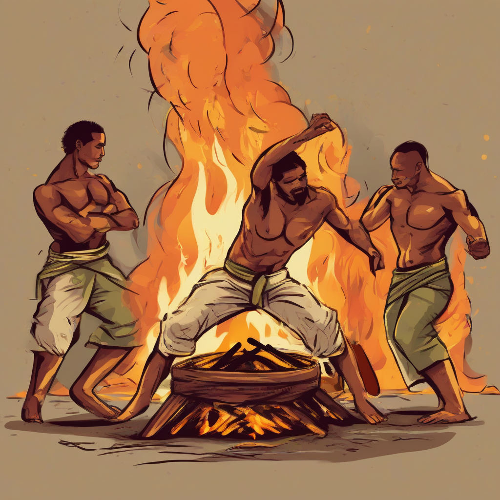 capoeira around the fire color by मुफ्त एआई छवि जनरेटर - बिना लॉगिन के✨ | AIGAZOU