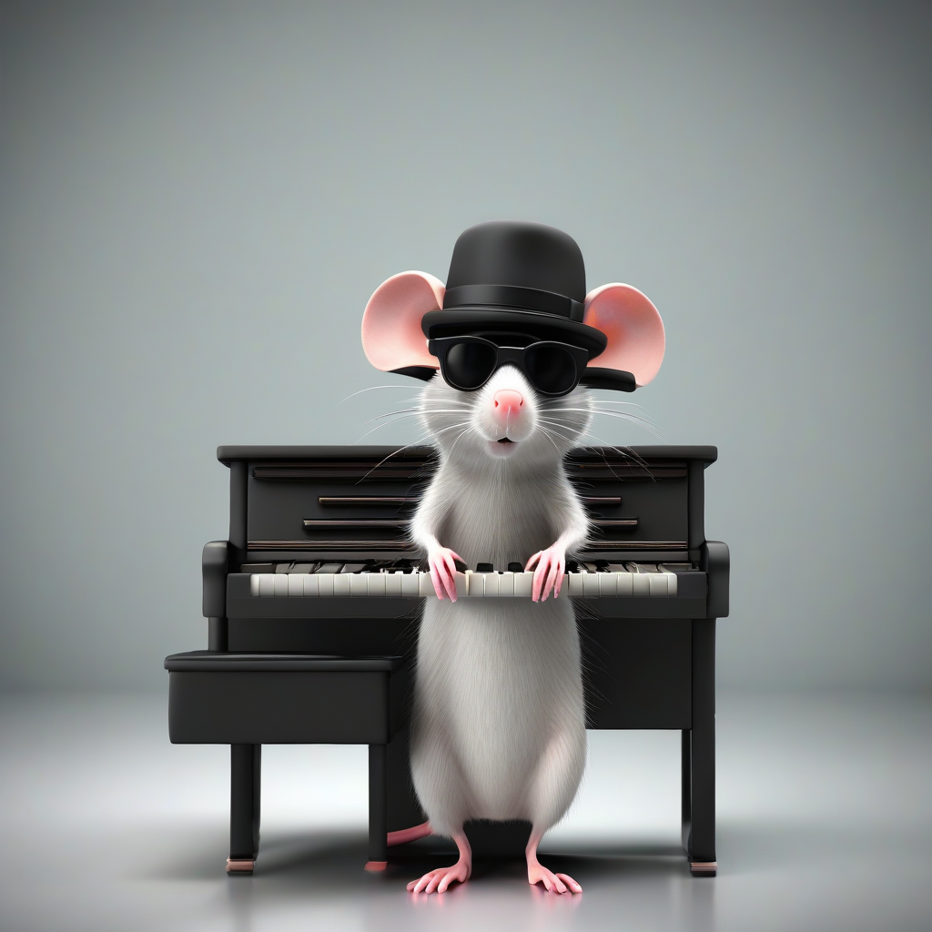 rat with dark glasses and hat behind piano keyboard by मुफ्त एआई छवि जनरेटर - बिना लॉगिन के✨ | AIGAZOU