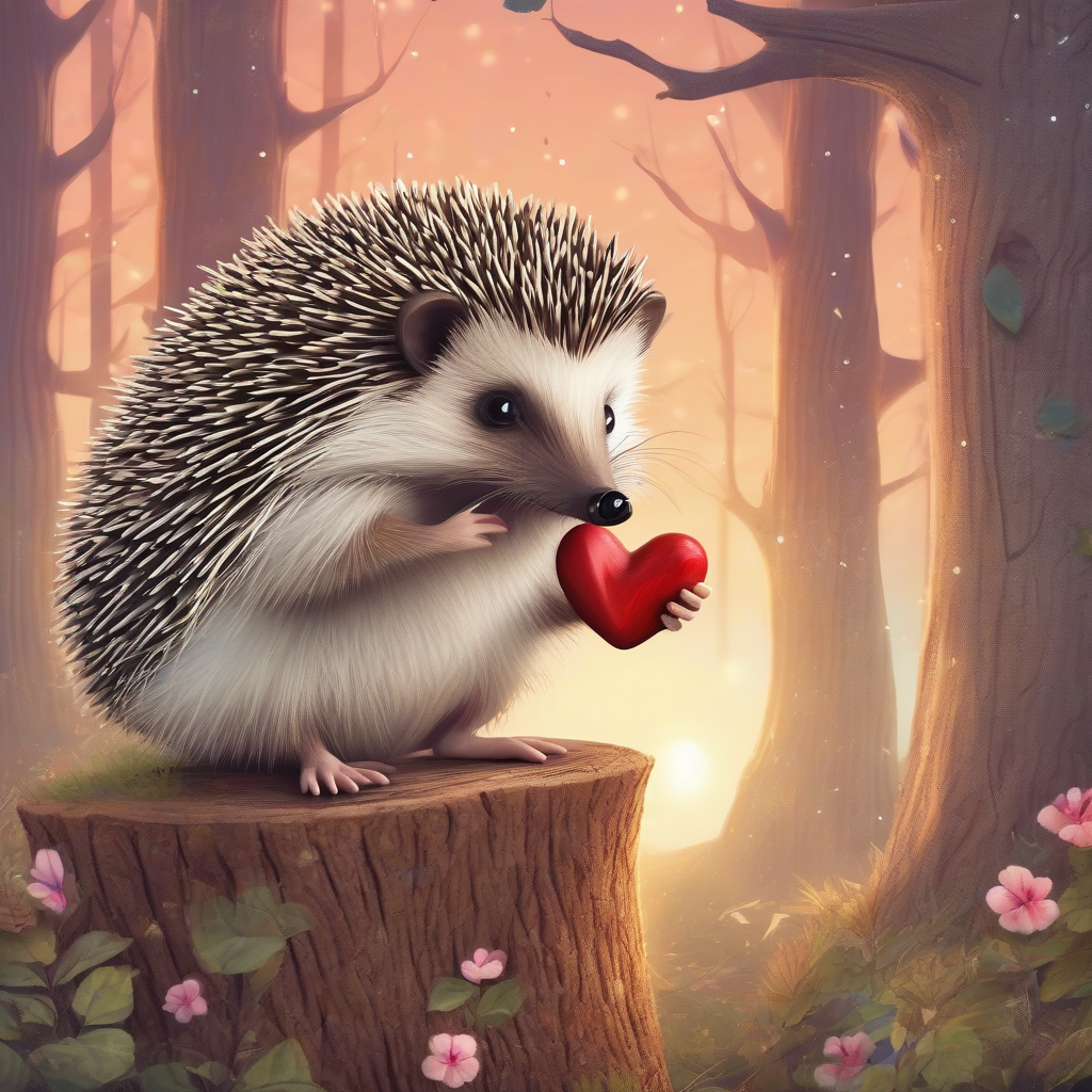 hedgehog on log in mystical forest by मुफ्त एआई छवि जनरेटर - बिना लॉगिन के✨ | AIGAZOU