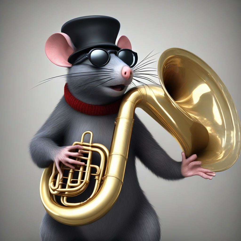 rat with dark glasses and hat plays tuba by मुफ्त एआई छवि जनरेटर - बिना लॉगिन के✨ | AIGAZOU