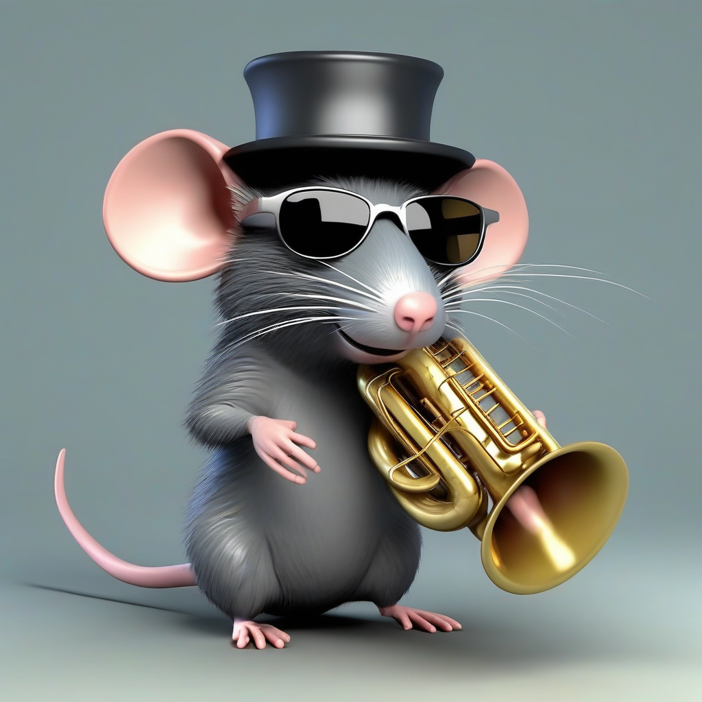 rat with dark glasses and hat plays tuba by मुफ्त एआई छवि जनरेटर - बिना लॉगिन के✨ | AIGAZOU