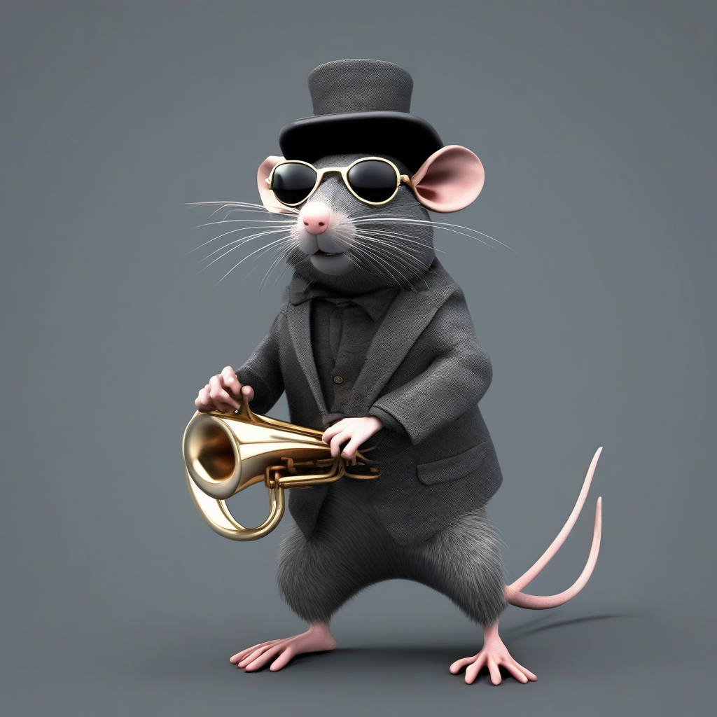 rat with dark glasses and hat plays tuba by मुफ्त एआई छवि जनरेटर - बिना लॉगिन के✨ | AIGAZOU