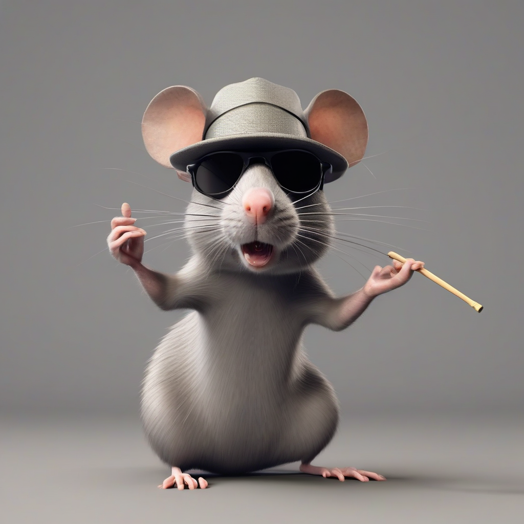 female rat with dark glasses and hat sings 3d by मुफ्त एआई छवि जनरेटर - बिना लॉगिन के✨ | AIGAZOU