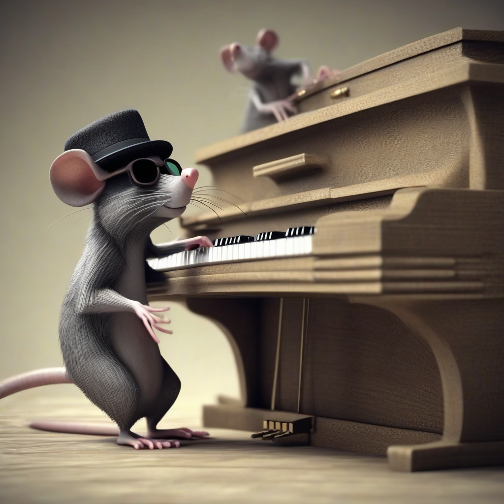 rat with dark glasses and hat plays piano by मुफ्त एआई छवि जनरेटर - बिना लॉगिन के✨ | AIGAZOU