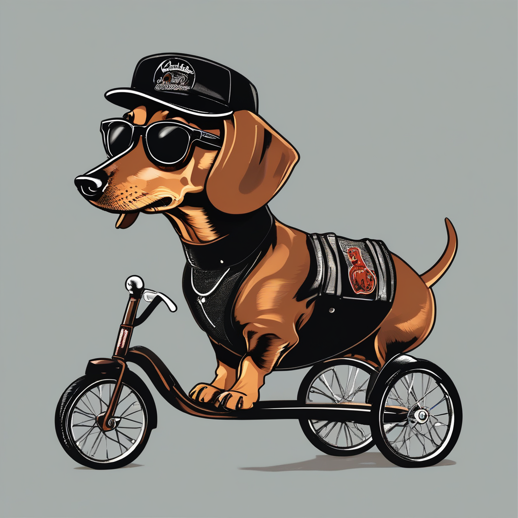 cool dachshund with black sunglasses on tricycle by Générateur d'images par IA gratuit - Aucune connexion nécessaire✨ | AIGAZOU