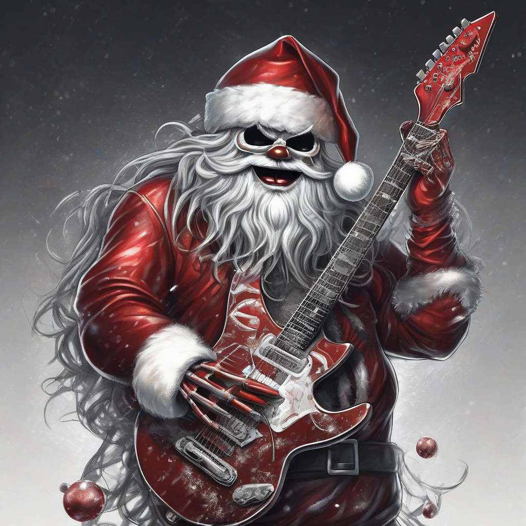 santa claus heavy metal guitar xmas dark by मुफ्त एआई छवि जनरेटर - बिना लॉगिन के✨ | AIGAZOU