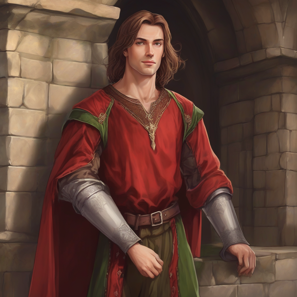 medieval lord red tunic brown hair by Générateur d'images par IA gratuit - Aucune connexion nécessaire✨ | AIGAZOU