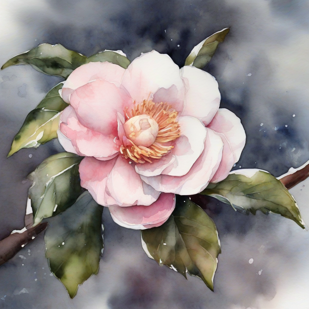 cold camellia watercolor painting by मुफ्त एआई छवि जनरेटर - बिना लॉगिन के✨ | AIGAZOU