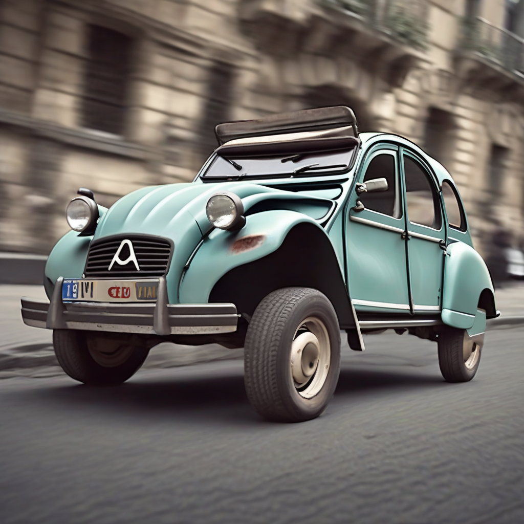 realistic 2cv photo with flat tire by मुफ्त एआई छवि जनरेटर - बिना लॉगिन के✨ | AIGAZOU