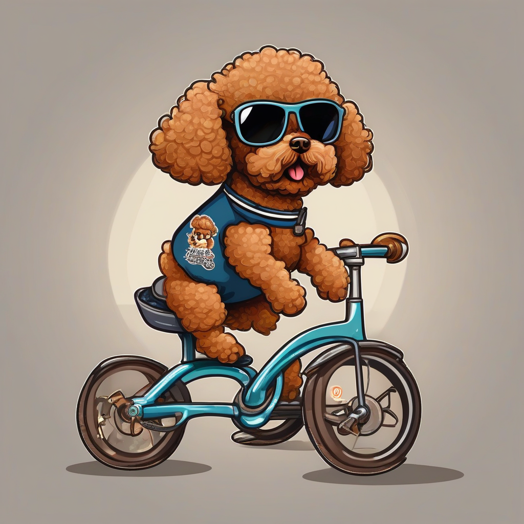 a cool brown toy poodle with sunglasses riding a tricycle by मुफ्त एआई छवि जनरेटर - बिना लॉगिन के✨ | AIGAZOU