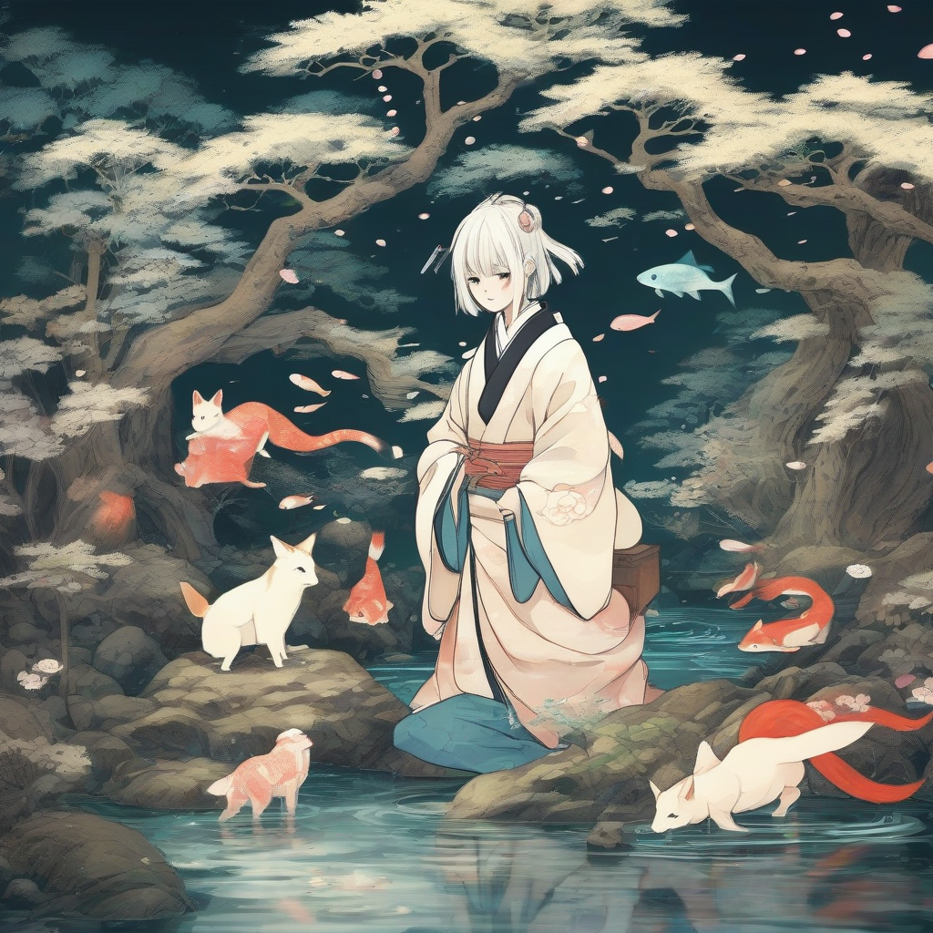 kitakitsune and aquarium in the forest by मुफ्त एआई छवि जनरेटर - बिना लॉगिन के✨ | AIGAZOU