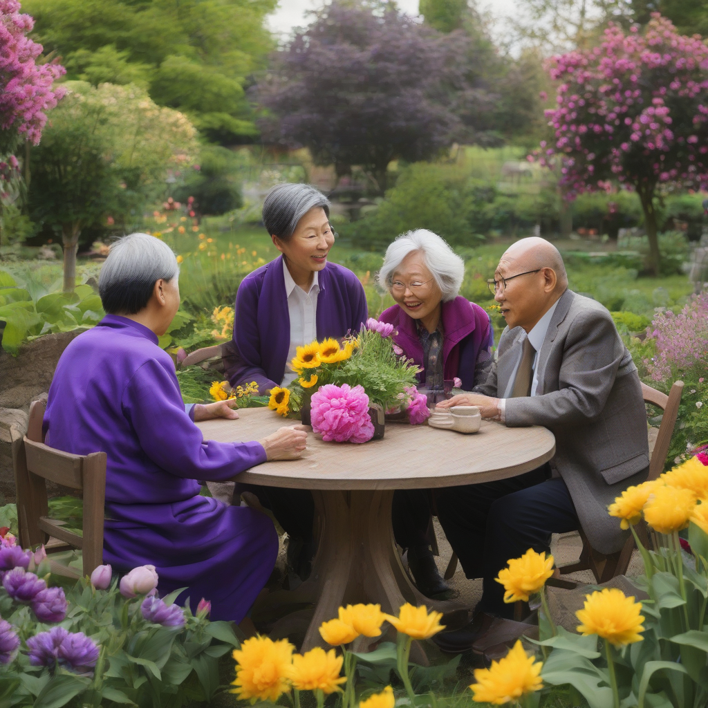 a garden with sunflowers purple tulips and peonies by मुफ्त एआई छवि जनरेटर - बिना लॉगिन के✨ | AIGAZOU