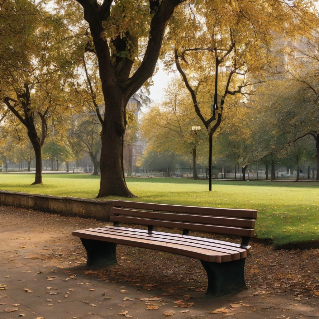 empty park bench in the afternoon by मुफ्त एआई छवि जनरेटर - बिना लॉगिन के✨ | AIGAZOU