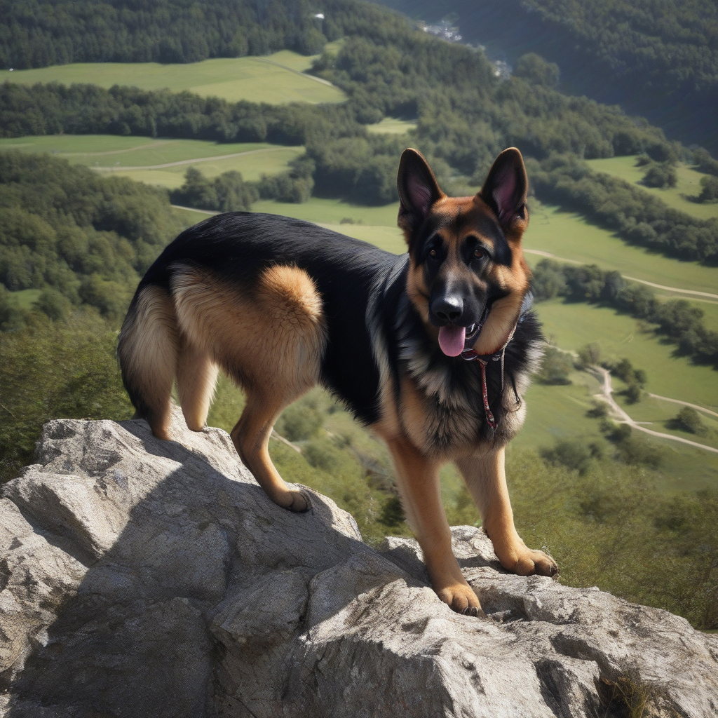 hiking german shepherd by मुफ्त एआई छवि जनरेटर - बिना लॉगिन के✨ | AIGAZOU