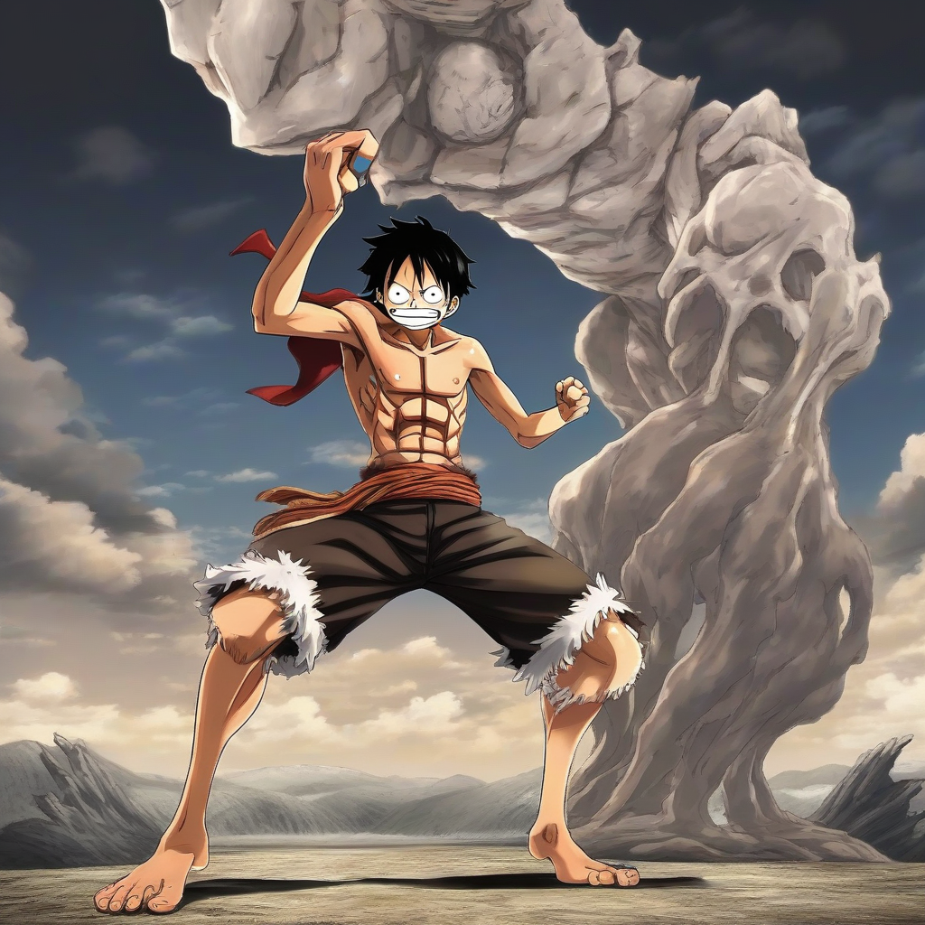 gambar luffy melawan titan eren by मुफ्त एआई छवि जनरेटर - बिना लॉगिन के✨ | AIGAZOU