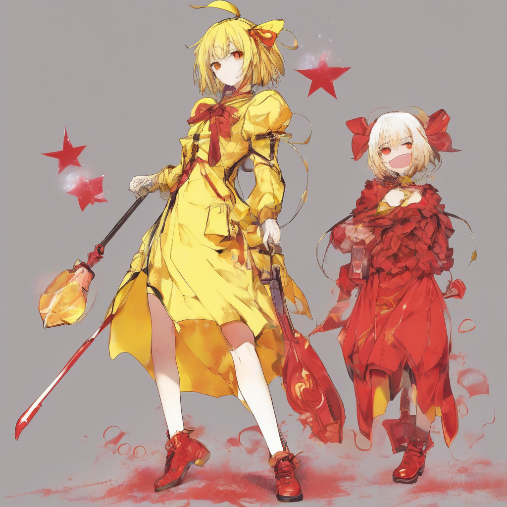 magical girl momotami yellow red two by मुफ्त एआई छवि जनरेटर - बिना लॉगिन के✨ | AIGAZOU