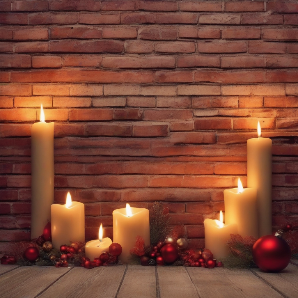 christmas image candles brick wall background sunrise by मुफ्त एआई छवि जनरेटर - बिना लॉगिन के✨ | AIGAZOU