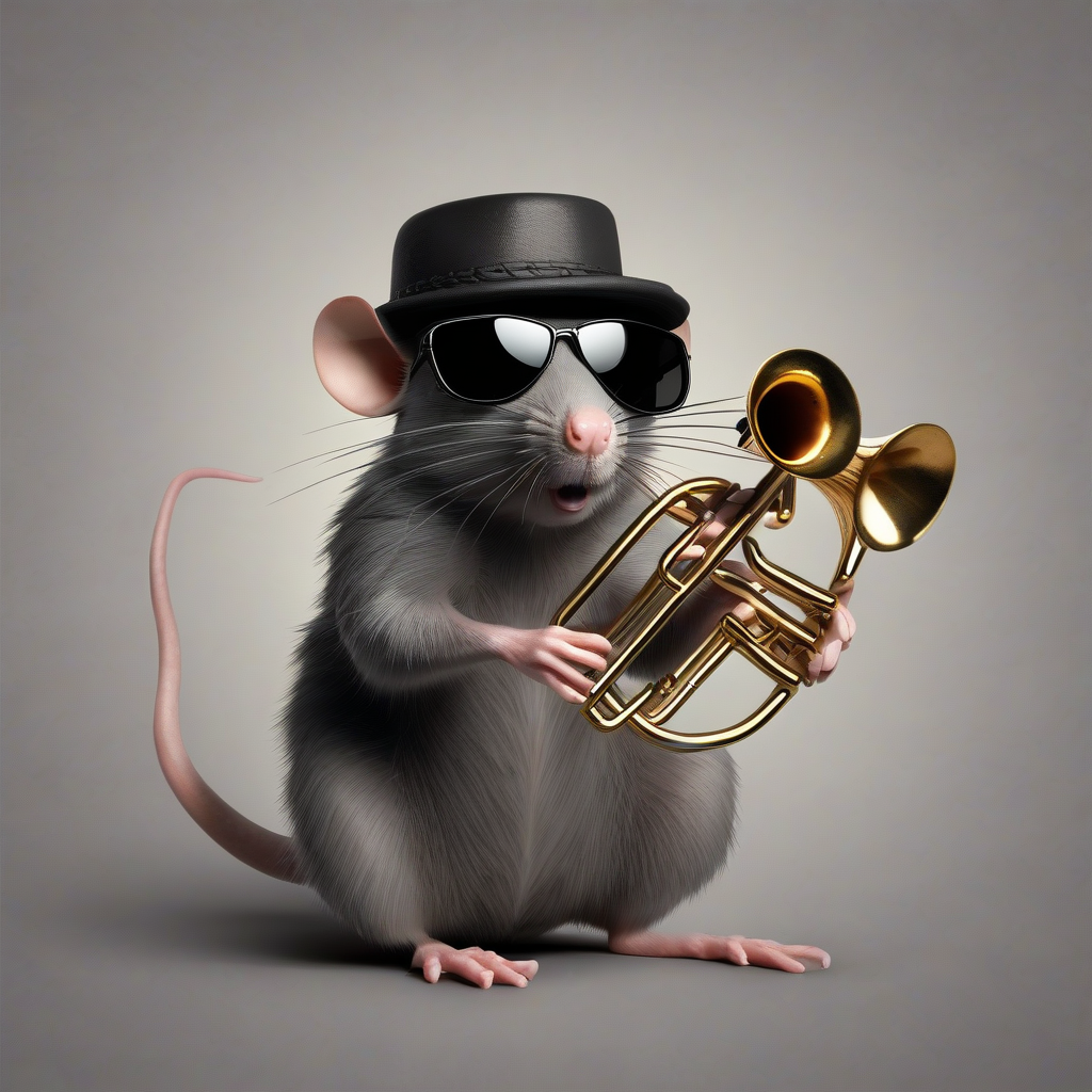 rat with dark glasses and hat plays trumpet by मुफ्त एआई छवि जनरेटर - बिना लॉगिन के✨ | AIGAZOU