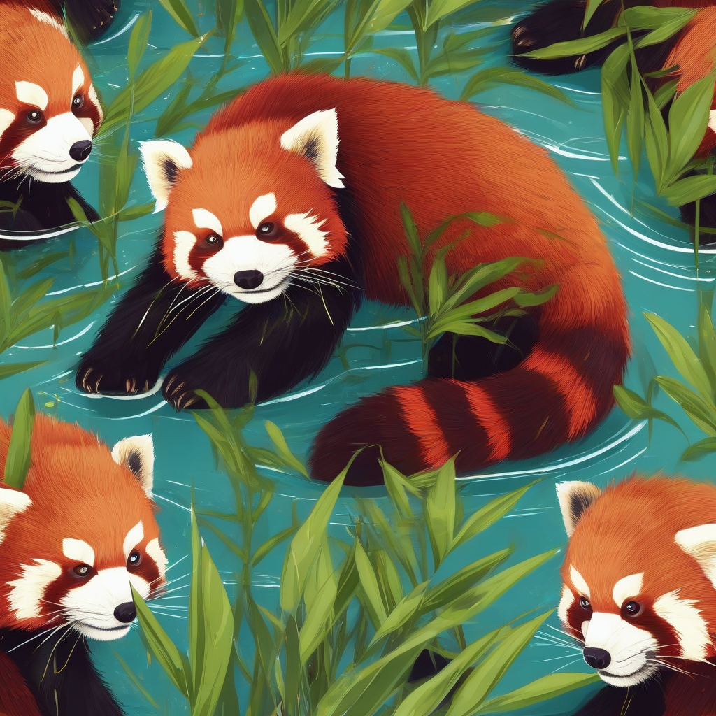 water bamboo red panda sunlight by मुफ्त एआई छवि जनरेटर - बिना लॉगिन के✨ | AIGAZOU