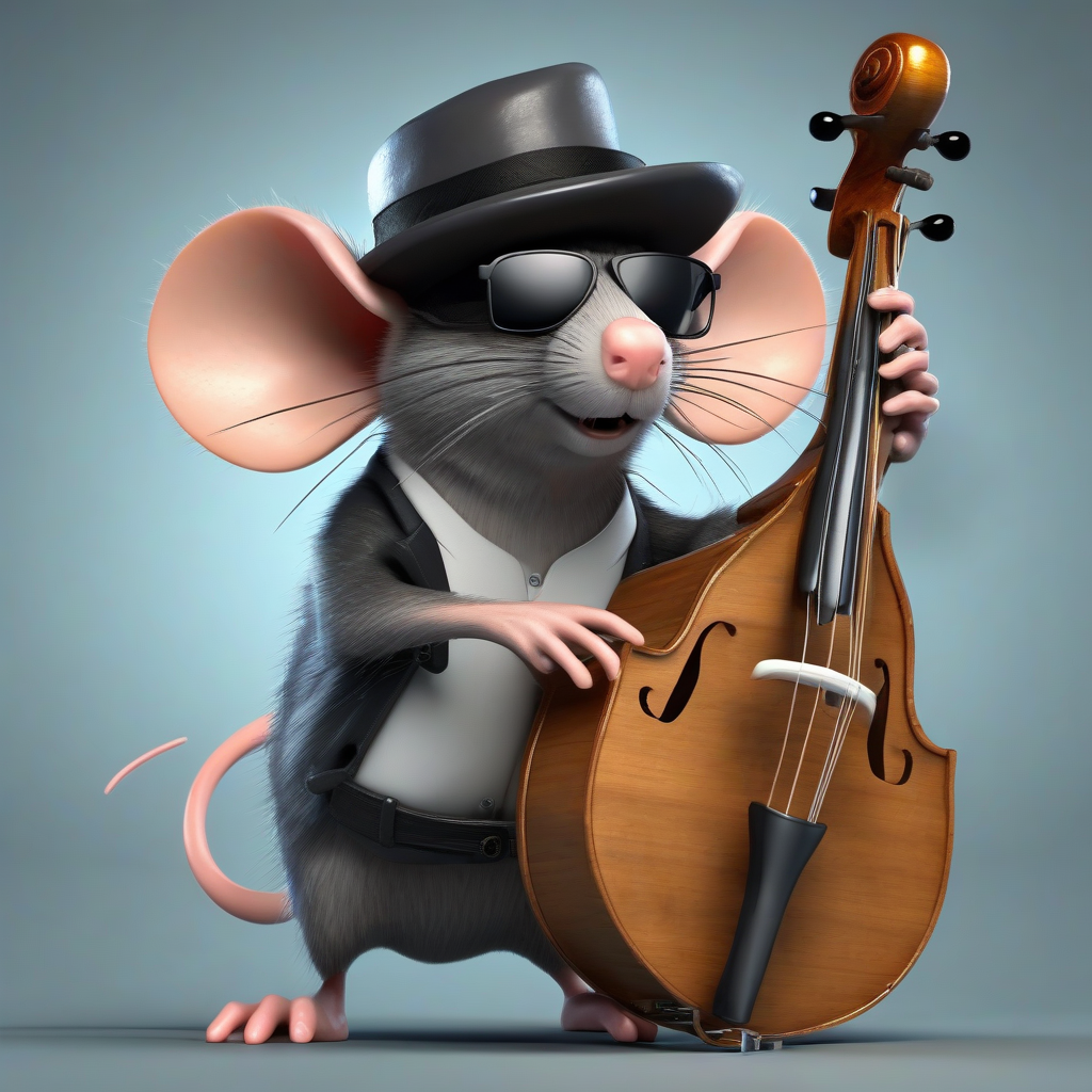 rat with dark glasses and hat plays contrabass by मुफ्त एआई छवि जनरेटर - बिना लॉगिन के✨ | AIGAZOU