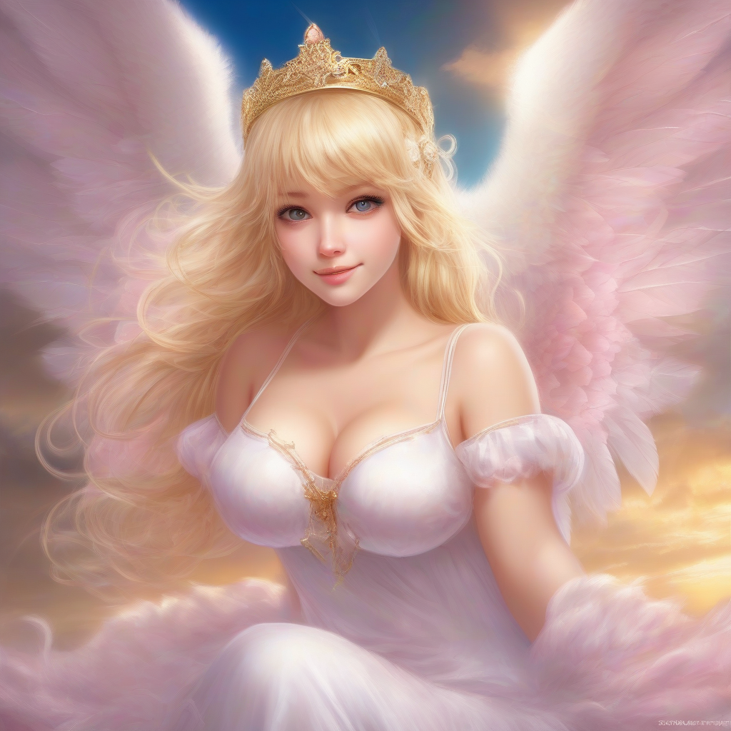 beautiful teenage angel with fluffy wings by मुफ्त एआई छवि जनरेटर - बिना लॉगिन के✨ | AIGAZOU