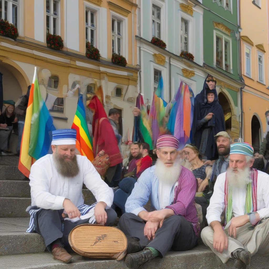 passau men beard jewish islamic rainbow scarves by मुफ्त एआई छवि जनरेटर - बिना लॉगिन के✨ | AIGAZOU