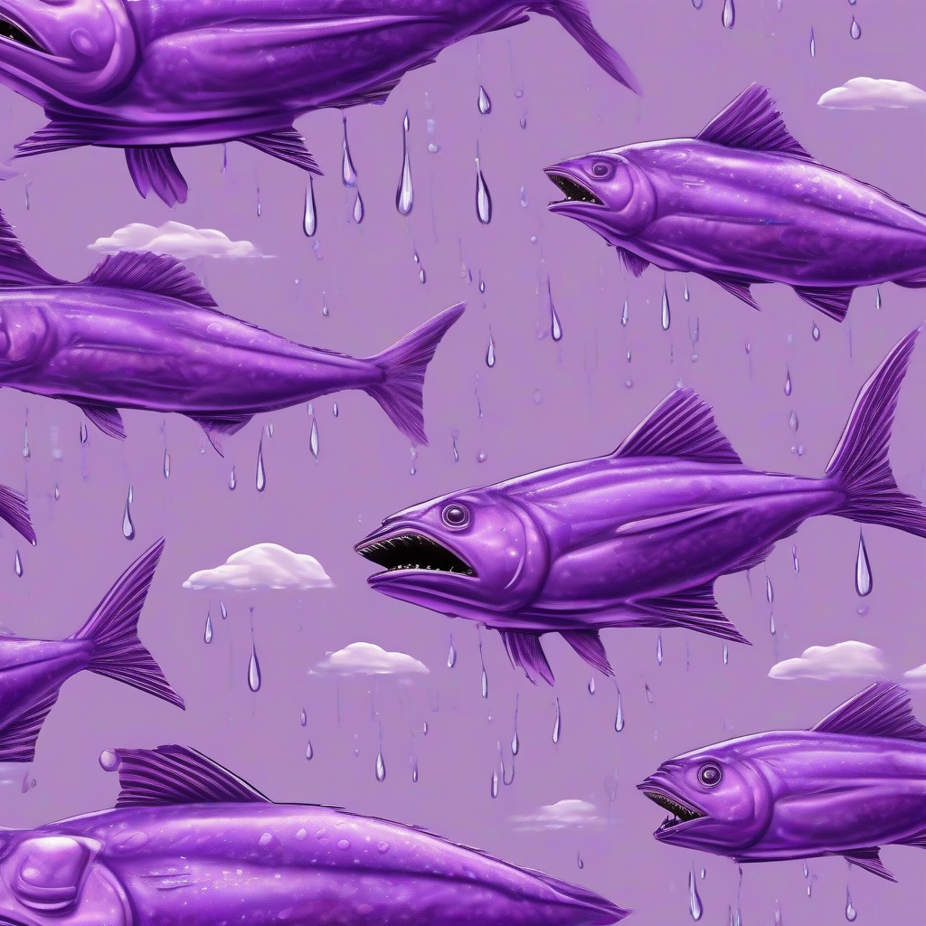 flying fish rain clouds sharp teeth science fiction style violet realistic by मुफ्त एआई छवि जनरेटर - बिना लॉगिन के✨ | AIGAZOU