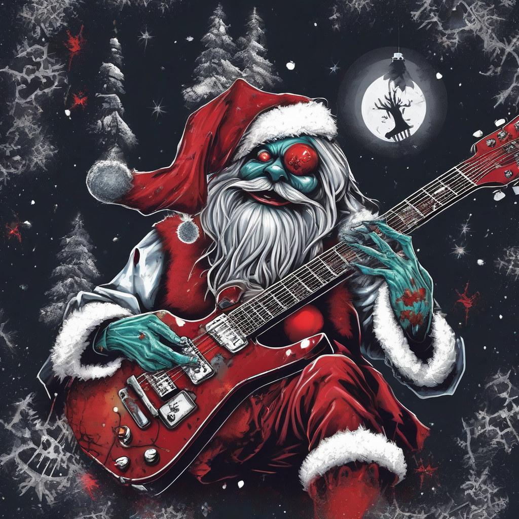 santa claus heavy metal guitar xmas zombie by Générateur d'images par IA gratuit - Aucune connexion nécessaire✨ | AIGAZOU