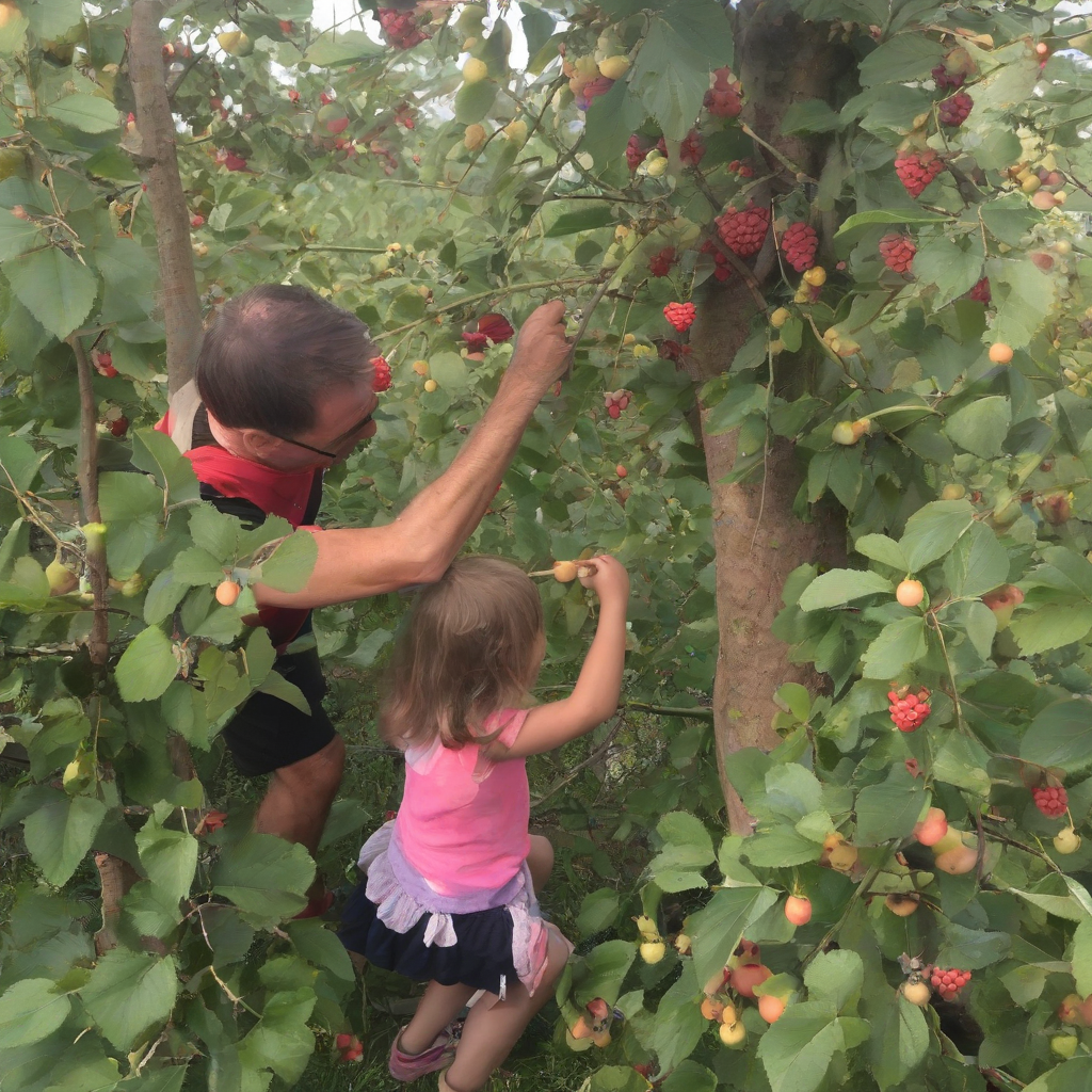 leonora and her dad picked berries for breakfast by मुफ्त एआई छवि जनरेटर - बिना लॉगिन के✨ | AIGAZOU