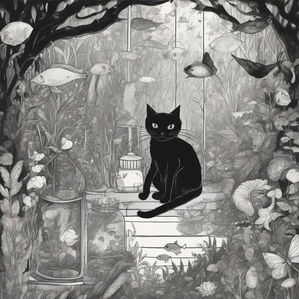 black cat fairy and forest aquarium by मुफ्त एआई छवि जनरेटर - बिना लॉगिन के✨ | AIGAZOU