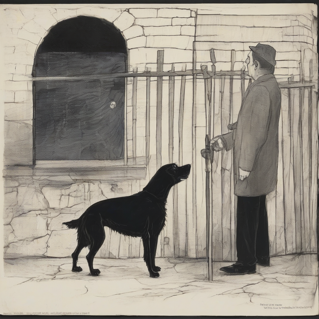 the black dog sees a man by Générateur d'images par IA gratuit - Aucune connexion nécessaire✨ | AIGAZOU