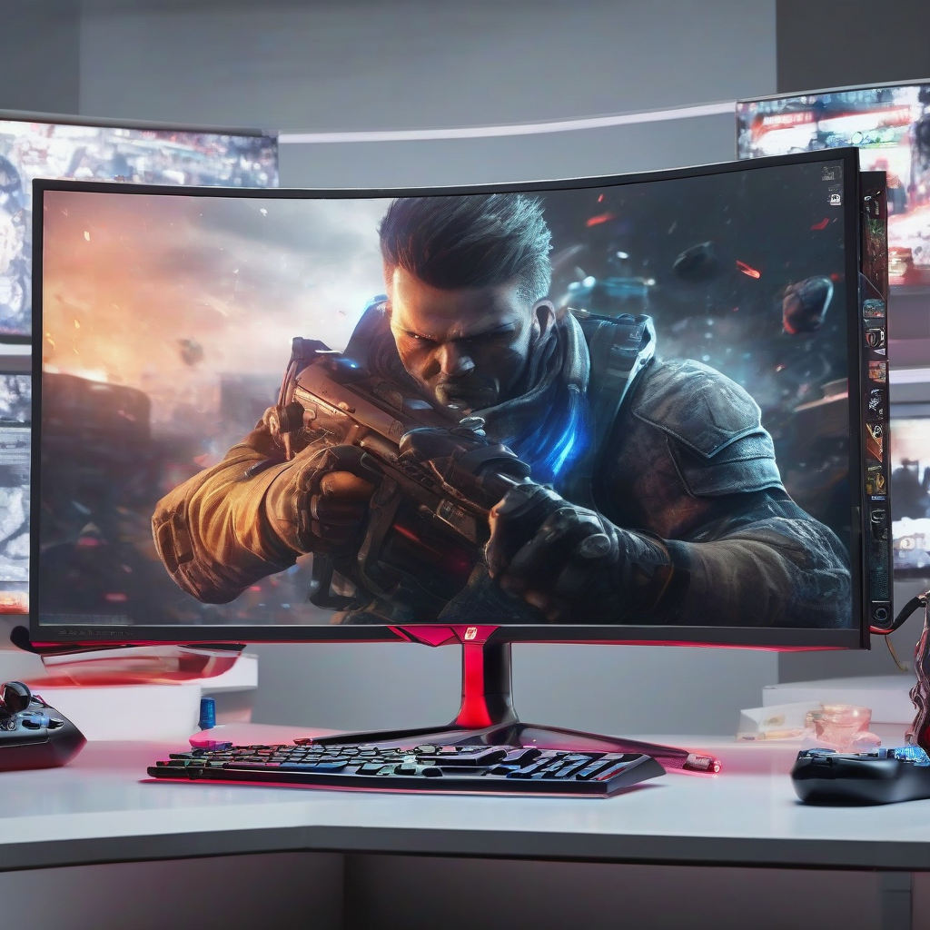 gaming monitor cool and beautiful by मुफ्त एआई छवि जनरेटर - बिना लॉगिन के✨ | AIGAZOU