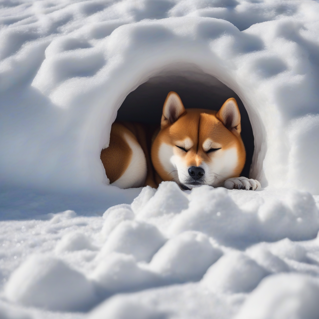 a shiba inu sleeping in a snow igloo by Générateur d'images par IA gratuit - Aucune connexion nécessaire✨ | AIGAZOU