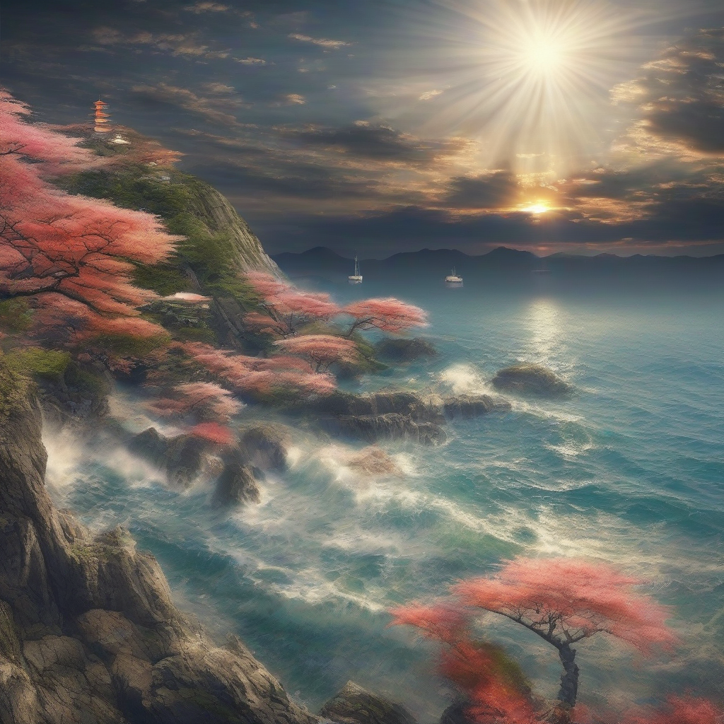 fantasy and reality sun sea japan by मुफ्त एआई छवि जनरेटर - बिना लॉगिन के✨ | AIGAZOU