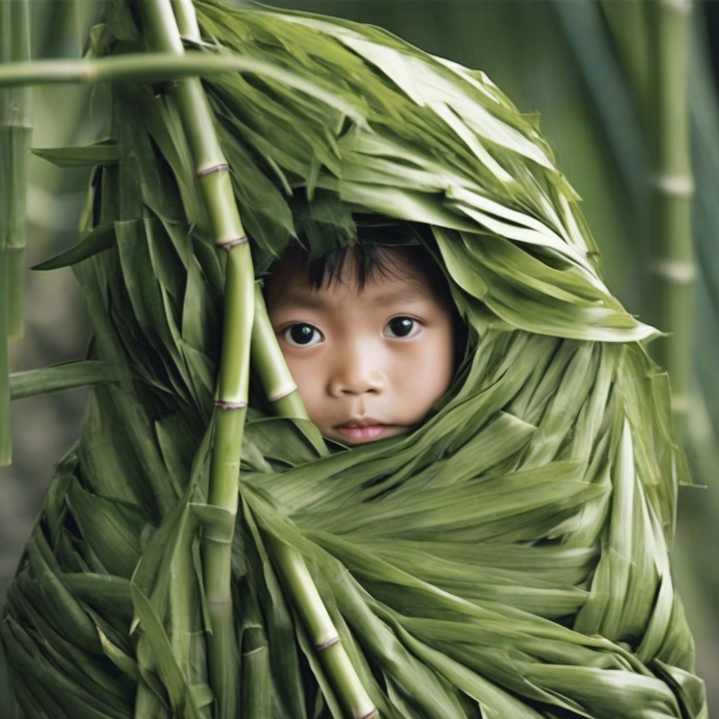 a child wrapped in bamboo grass by मुफ्त एआई छवि जनरेटर - बिना लॉगिन के✨ | AIGAZOU