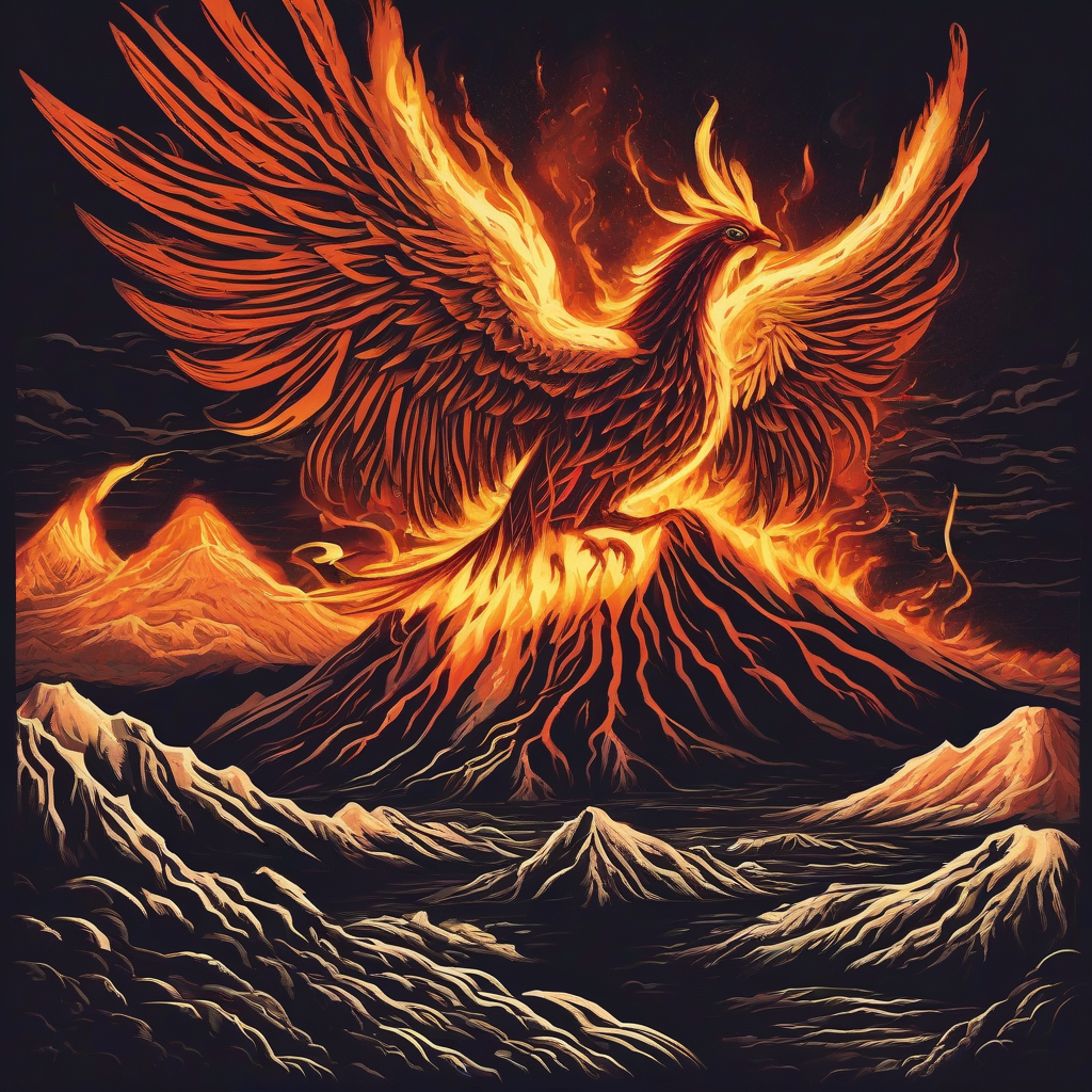 a phoenix rising with light from a volcano by मुफ्त एआई छवि जनरेटर - बिना लॉगिन के✨ | AIGAZOU