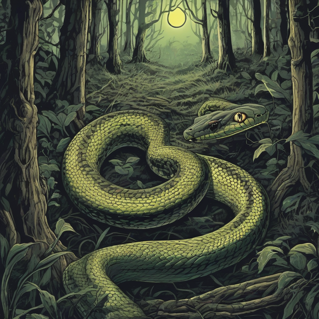 a snake eye shines in the dark forest by Générateur d'images par IA gratuit - Aucune connexion nécessaire✨ | AIGAZOU