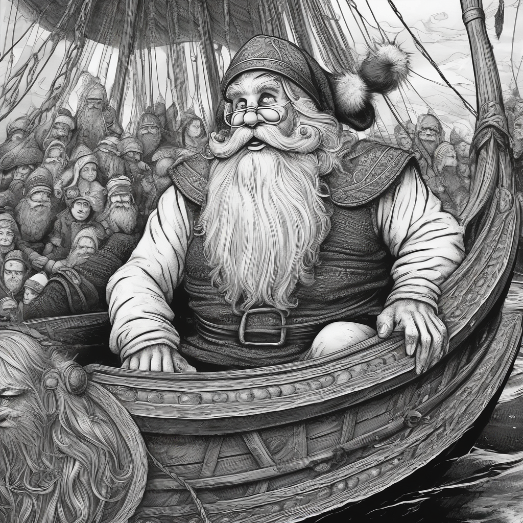 santa claus in a viking ship black and white by मुफ्त एआई छवि जनरेटर - बिना लॉगिन के✨ | AIGAZOU