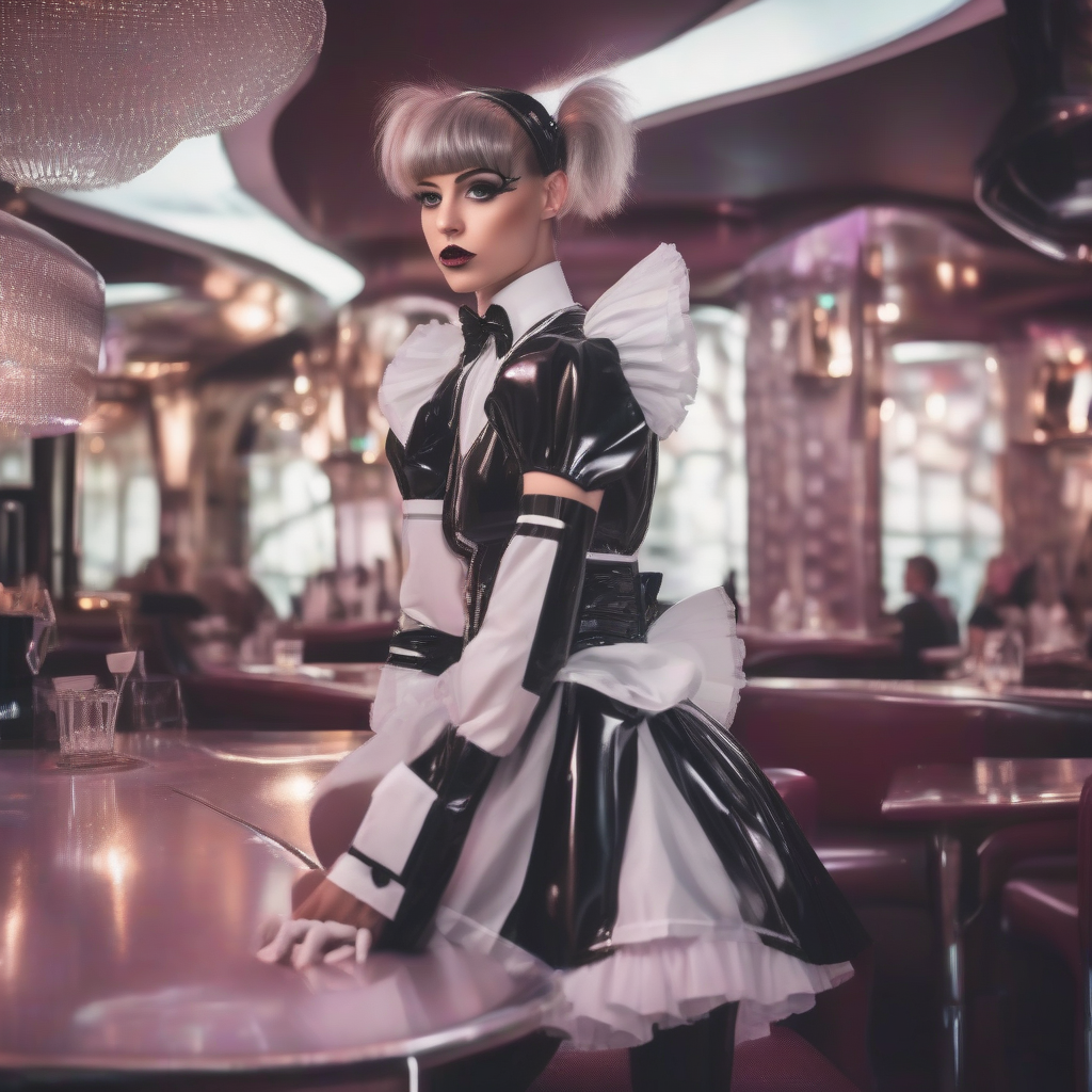 androgynous cute latex french maid dress by मुफ्त एआई छवि जनरेटर - बिना लॉगिन के✨ | AIGAZOU